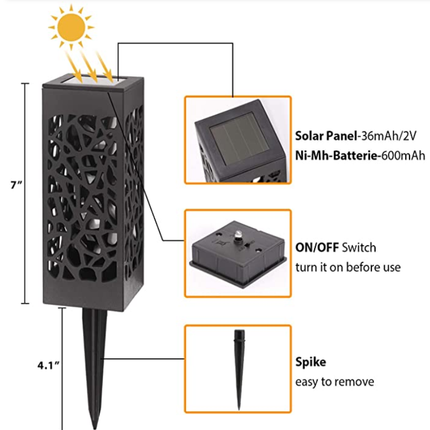 2 Pack - Solar Outdoor Garden Cube Light