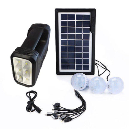 Complete portable solar-charged light kit system