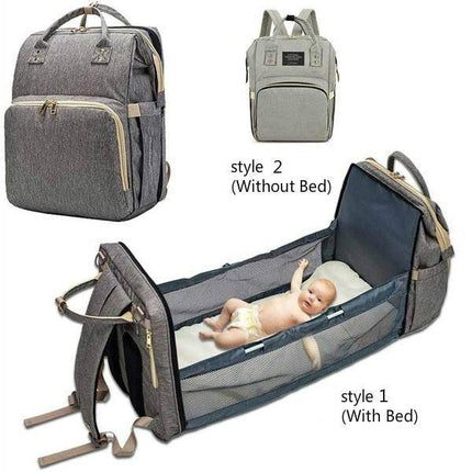 Portable Folding Crib Mommy Bag Bed Backpack - Pink