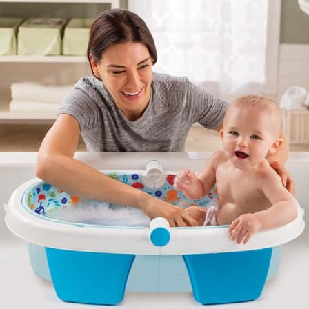 Foldable Baby Bath Tub - Blue&White