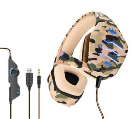 Camouflage Wired Gaming Headsets with Microphone - Brown