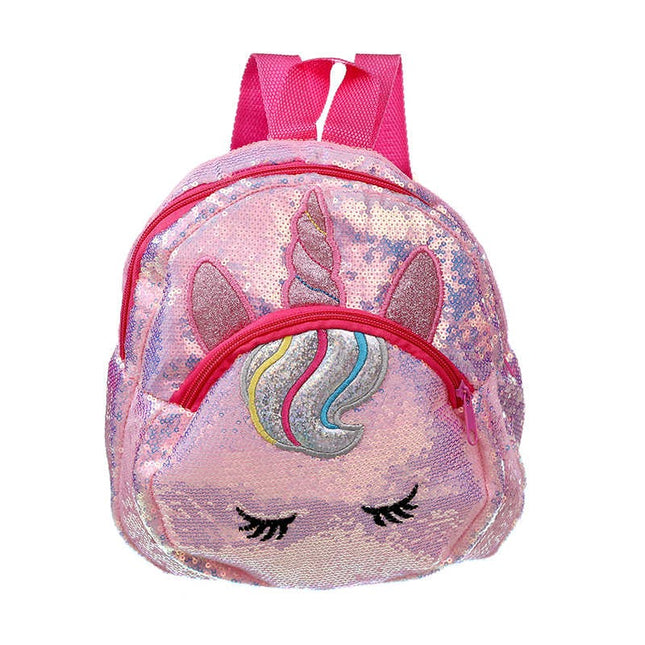 Pink Baby Girl Sequin Glitters Unicorn Backpack