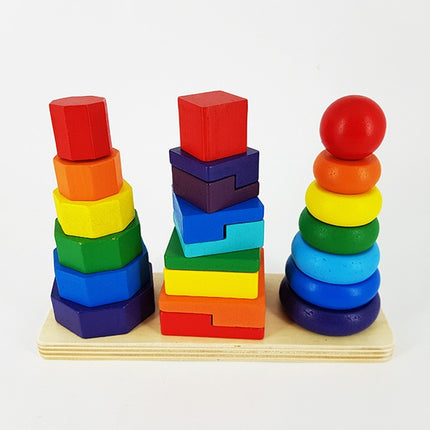 3 Column Shape Set Rainbow Tower