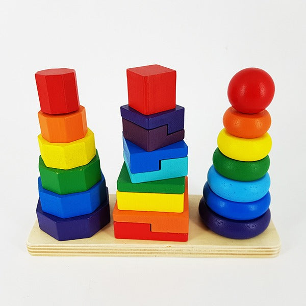3 Column Shape Set Rainbow Tower