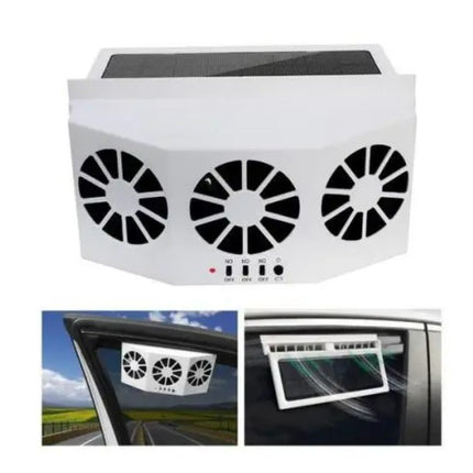 Rechargeable Car Solar Powered Exhaust Fan 3 Air Vent Window Cooler Air Purifier