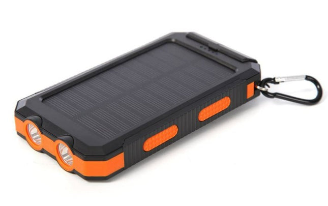 13000mAh Solar Powered Power Bank - Dual USB Output & Flashlight - Orange