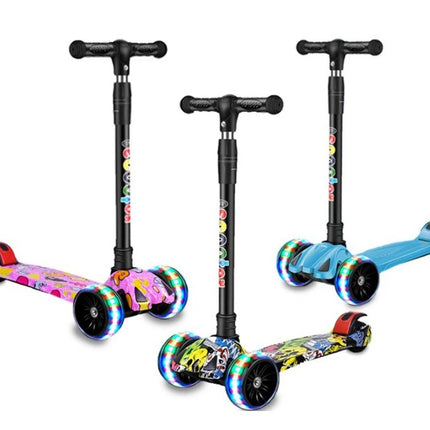 3 Wheel Children Scooter with Flash Wheels Kick - blue