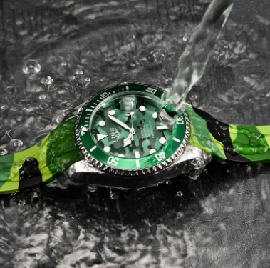 LIGE Men's Quartz Watch 30M Waterproof Watch Silicone Camo Strap - Green