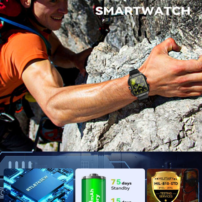 Rugged sports smart watch 1.91 inch 520mAH multi-scene sports mode - Gold