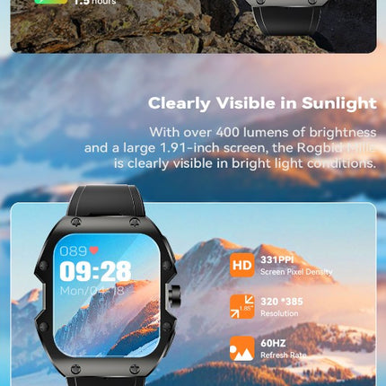 Rugged sports smart watch 1.91 inch 520mAH multi-scene sports mode - Gold