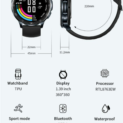 New Smartwatch D9 1.39 HD Large Screen - White