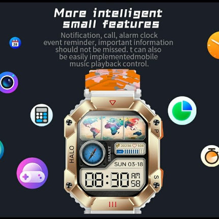 KR80 Bluetooth HD Heal Monitoring Smart Watch - White/Orange