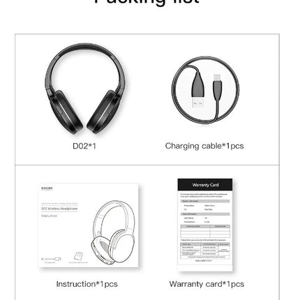 Baseus D02 Wireless Headphone Bluetooth 5.0 - White