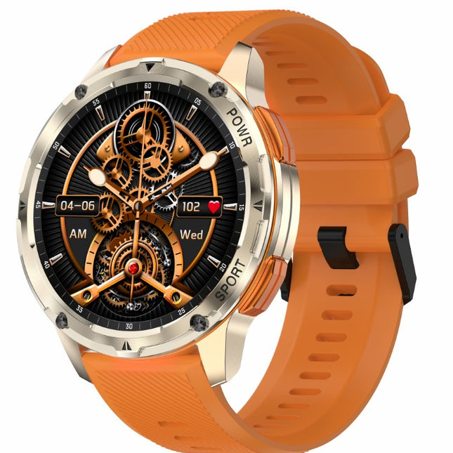 AK59 Smart Watch HD AMLOED Screen w/ health monitoring - Gold/Orange Strap