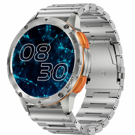 AK59 Smart Watch HD AMLOED Screen w/ health monitoring - Silver Steel Strap