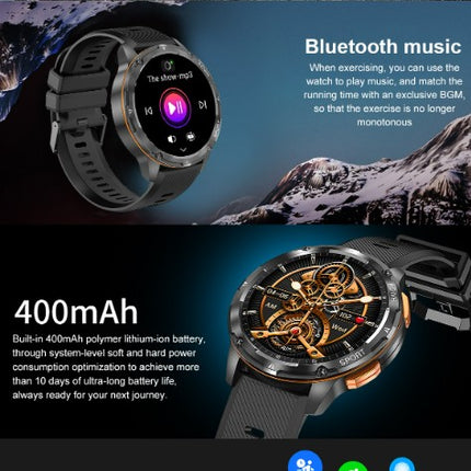 AK59 Smart Watch HD AMLOED Screen w/ health monitoring - Silver Steel Strap