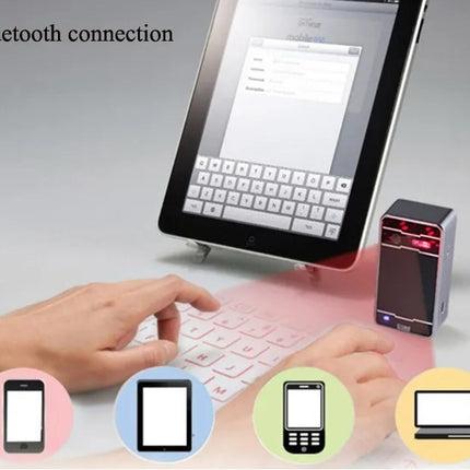 Bluetooth Virtual Keyboard Portable for Smartphone/PC/Tab/Ipad - White