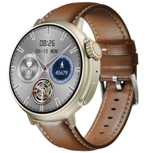 MT30 Smart Watch Ultra Long Range Waterproof - Silver-Brown Skin