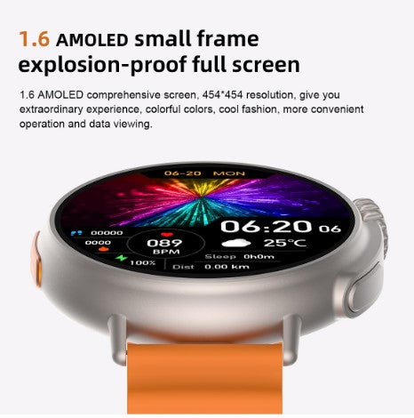 MT30 Smart Watch Ultra Long Range Waterproof - Silver-Brown Skin