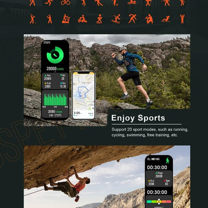 ROCK Rugged Smart Watch For Men Outdoor Sports - Black
