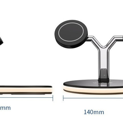Magsafe desktop magnetic mobile phone holder charger three-in-one wireless charging watch headset - Black