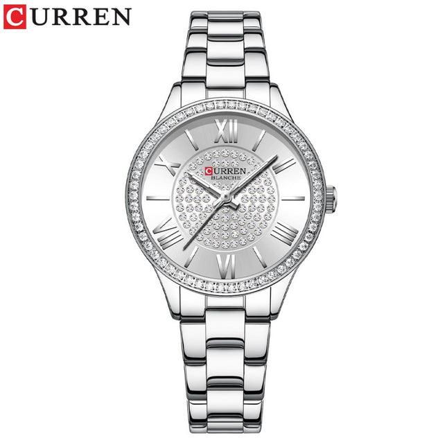 CURREN Ladies Watch Fashion Steel Band Watch - White