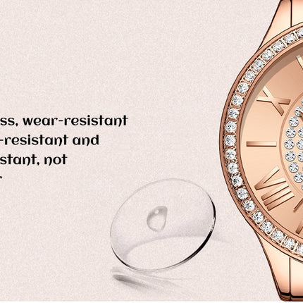CURREN Ladies Watch Fashion Steel Band Watch - Rose Red