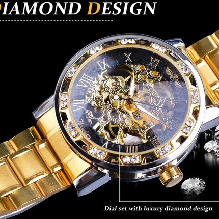 Winner Golden Watches Classic Rhinestone Clock - Silver