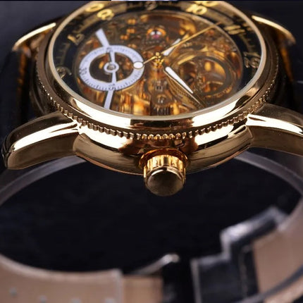 Forsining Hollow Engraving Skeleton Casual Designer Brand Automatic Watches - Black Silver