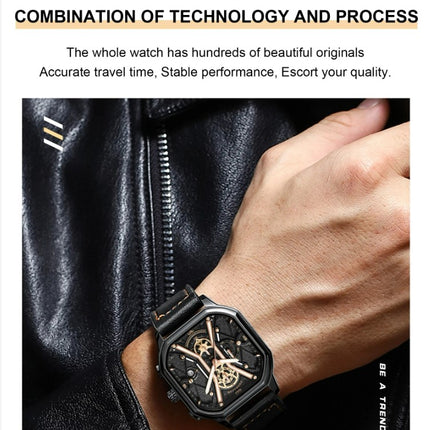 POEDAGAR Luxury Wristwatches Chronograph Leather Quartz Men's Watches - Silver Black
