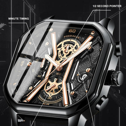 POEDAGAR Luxury Wristwatches Chronograph Leather Quartz Men's Watches - Silver