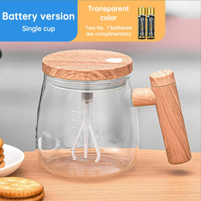 Self Stirring Coffee Cup Electric Stirring Glass Mug Mapple Grain Transparent