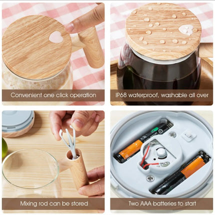 Self Stirring Coffee Cup Electric Stirring Glass Mug Mapple Grain Transparent