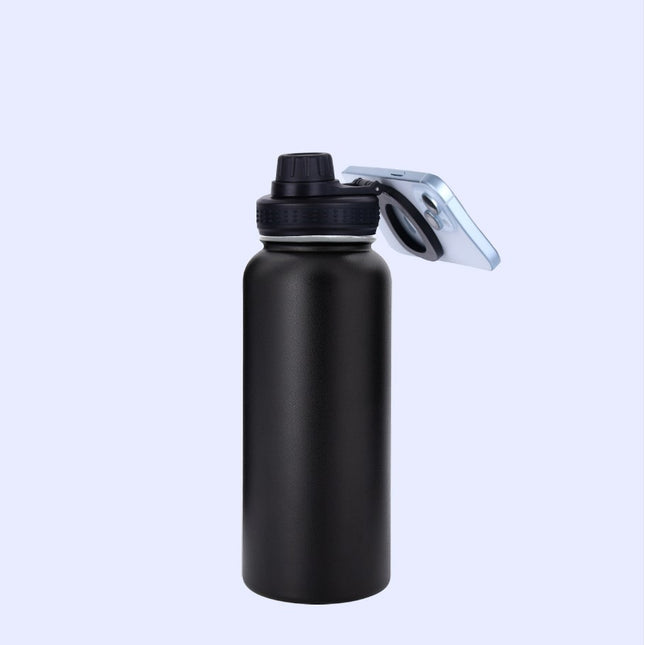 32oz Stainless Steel 304 Double-Layer Insulated Bottle with Phone Holder Magnetic Suction Cover