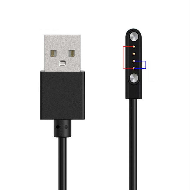 Universal Smartwatch Magnetic Charging Data Cable - Black 4P/7.62-14.3mm