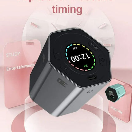 Hexagon Digital Clock Timer Magnetic Cubes Timer - Black