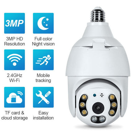 3mp Tuya Smart Wide Wifi Indoor Lamp Head Surveillance Camera